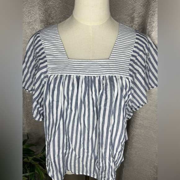 Madewell Women’s Square Neck Butterfly Top in Stripe Play Sz XS - Picture 4 of 10